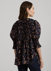 Lauren Ralph Lauren Women's Floral Puff-Sleeve Blouse - Navy Multi