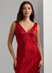 Lauren Ralph Lauren Women's Floral Satin Charmeuse Cowlback Gown - Black/Red