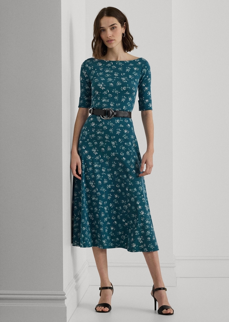 Lauren Ralph Lauren Women's Floral Stretch Cotton Midi Dress - Indigo Blue