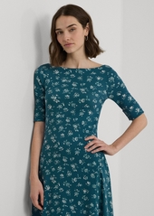 Lauren Ralph Lauren Women's Floral Stretch Cotton Midi Dress - Indigo Blue