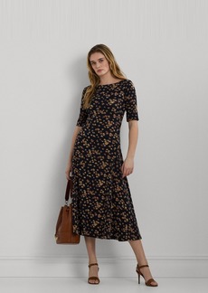 Lauren Ralph Lauren Women's Floral Stretch Cotton Midi Dress - Navy Multi