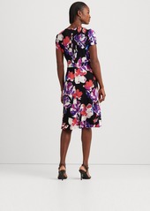 Lauren Ralph Lauren Women's Floral Stretch Jersey Surplice Dress - Black/purple/multi