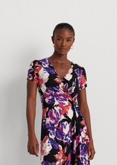 Lauren Ralph Lauren Women's Floral Stretch Jersey Surplice Dress - Black/purple/multi