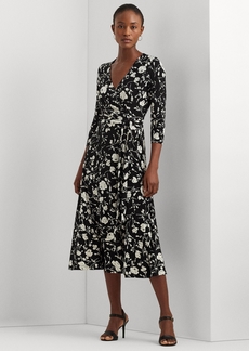 Lauren Ralph Lauren Women's Floral Surplice Jersey Dress - Black/cream