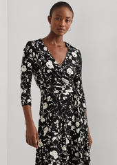 Lauren Ralph Lauren Women's Floral Surplice Jersey Dress - Black/cream