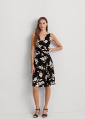 Lauren Ralph Lauren Women's Floral Surplice Jersey Sleeveless Dress - Black/cream Multi