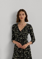 Lauren Ralph Lauren Women's Floral Surplice Stretch Jersey Dress - Green Mult