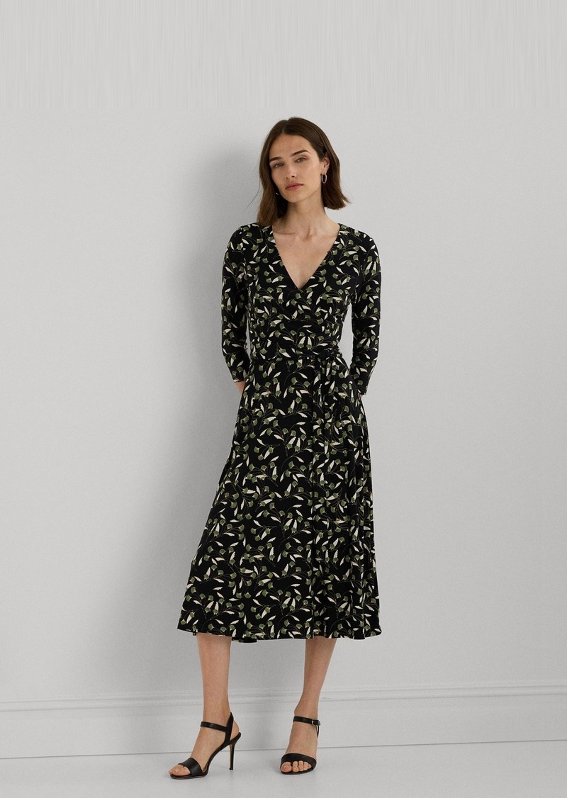 Lauren Ralph Lauren Women's Floral Surplice Stretch Jersey Dress - Green Mult