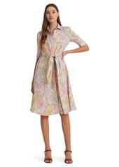 Lauren Ralph Lauren Womens Floral Tie-Front Linen Shirtdress