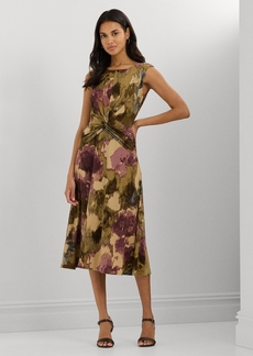 Lauren Ralph Lauren Women's Floral Twist-Front Jersey Dress - Tan