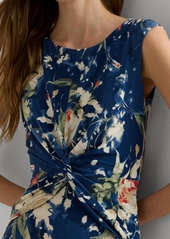 Lauren Ralph Lauren Women's Floral Twist-Front Stretch Jersey Dress - Blue Mist