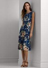 Lauren Ralph Lauren Women's Floral Twist-Front Stretch Jersey Dress - Blue Mist