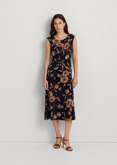 Lauren Ralph Lauren Women's Floral Twist-Front Stretch Jersey Dress - Navy/tan/multi