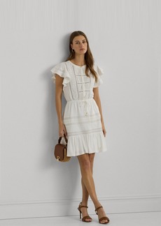Lauren Ralph Lauren Women's Flutter-Sleeve Fit & Flare Dress - White