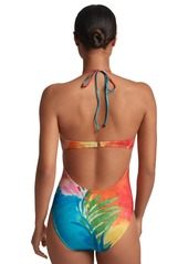 Lauren Ralph Lauren Women's Gathered-Front Bandeau One Piece Swimsuit - Multi