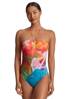 Lauren Ralph Lauren Women's Gathered-Front Bandeau One Piece Swimsuit - Multi