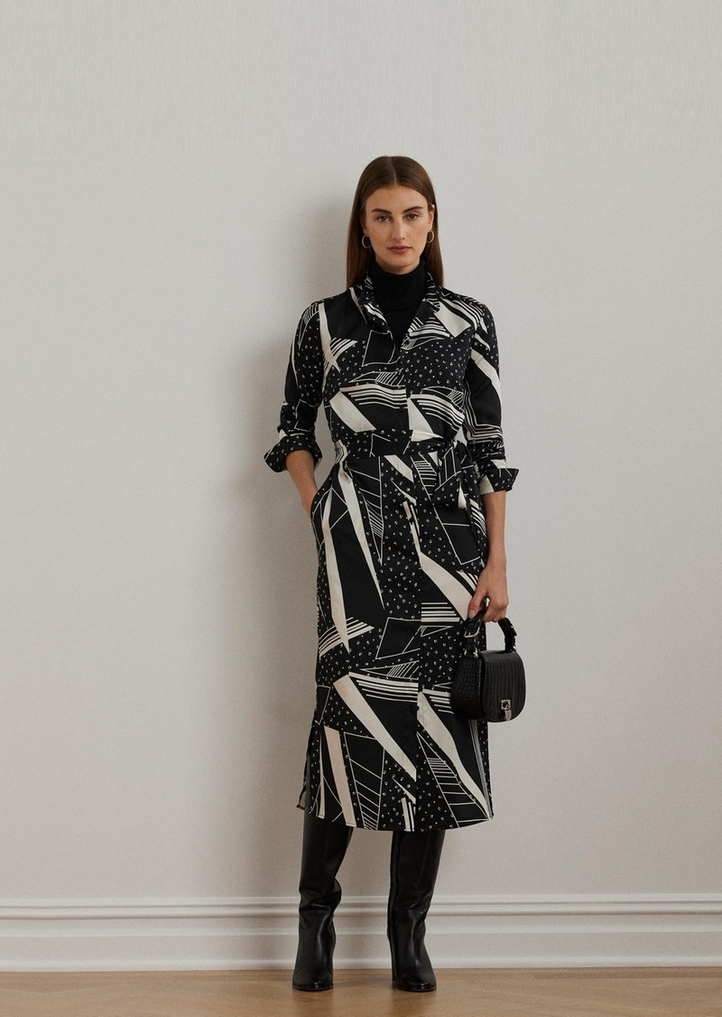 Lauren Ralph Lauren Women's Geo-Print Belted Twill Shirtdress - Black