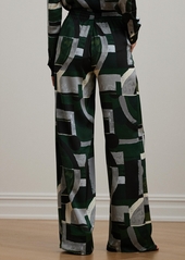 Lauren Ralph Lauren Women's Geo-Print Satin Charmeuse Wide-Leg Pants - Green Mult