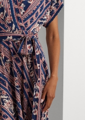 Lauren Ralph Lauren Women's Geo-Stripe Belted Crepe Dress - Navy Multi