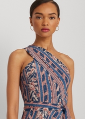 Lauren Ralph Lauren Women's Geo-Stripe Crepe One-Shoulder Dress - Navy Multi