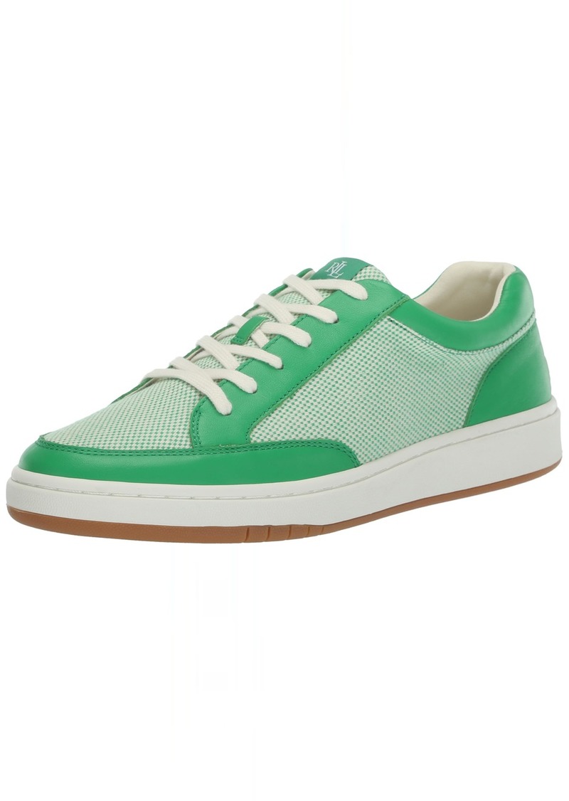 Lauren Ralph Lauren Women's Hailey IV Canvas & Nappa Leather Sneaker NTRL/Green Topaz/Green Topaz