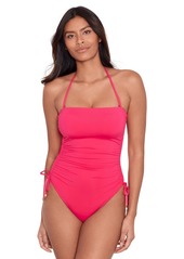 Lauren Ralph Lauren Women's Halter-Neck Side-Tie One-Piece Swimsuit - Passionfruit