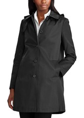 Lauren Ralph Lauren Womens Hooded A-Line Raincoat - Black