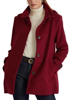 Lauren Ralph Lauren Women's Hooded Wool Blend Walker Coat - Red