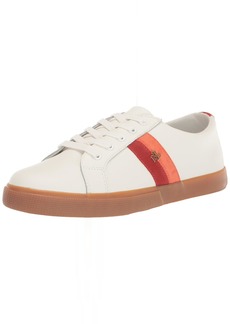 Lauren Ralph Lauren Women's Janson IV Action Leather & Suede Sneaker SNW WHT/RED SNSTN/CNYN ORNG