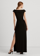 Lauren Ralph Lauren Women's Jersey Off-the-Shoulder Side-Slit Column Gown - Black