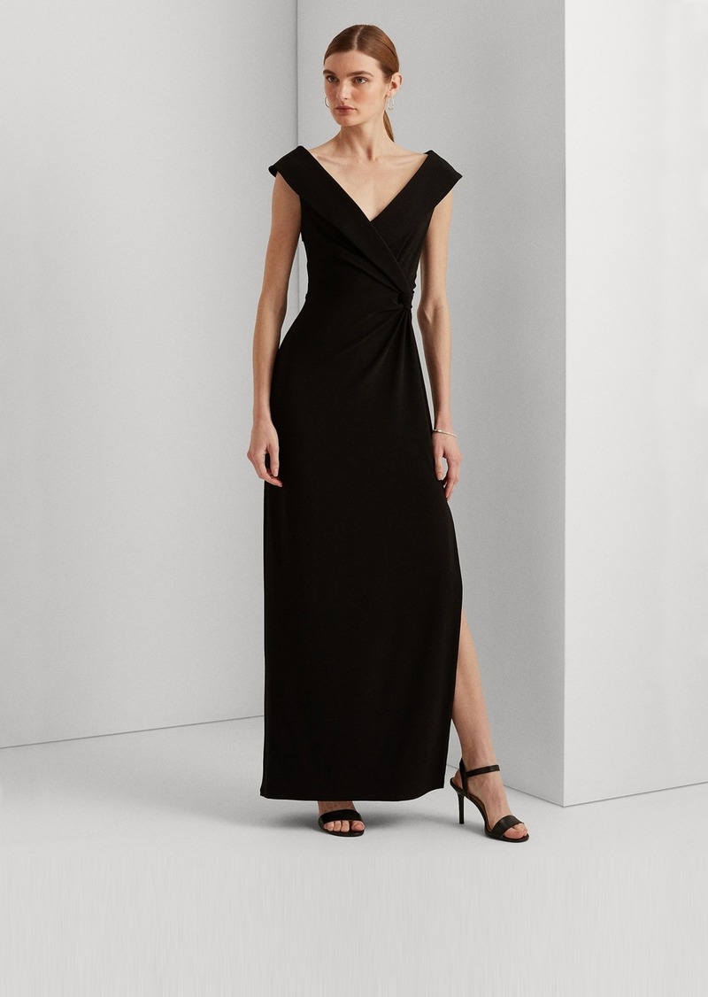 Lauren Ralph Lauren Women's Jersey Off-the-Shoulder Side-Slit Column Gown - Black