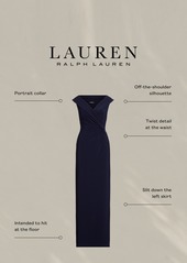 Lauren Ralph Lauren Women's Jersey Off-the-Shoulder Side-Slit Column Gown - Lighthouse Navy