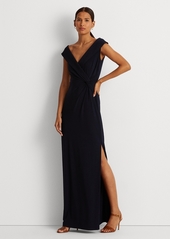 Lauren Ralph Lauren Women's Jersey Off-the-Shoulder Side-Slit Column Gown - Black