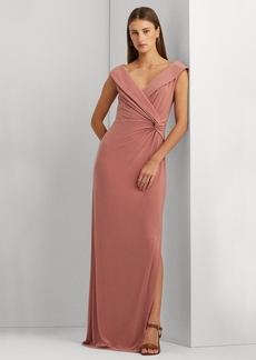 Lauren Ralph Lauren Women's Jersey Off-the-Shoulder Side-Slit Column Gown - Pink Mahogany
