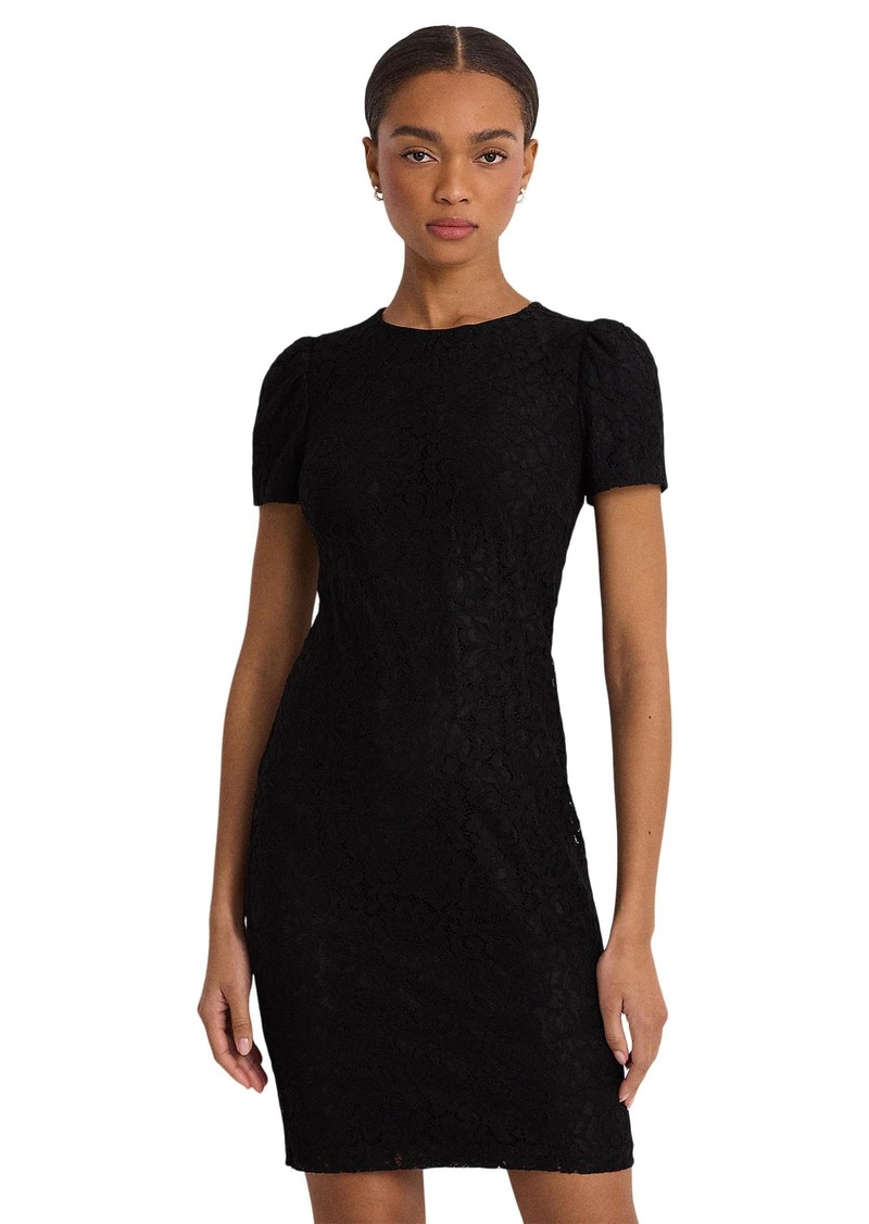 Lauren Ralph Lauren Womens Lace Puff-Sleeve Cocktail Dress