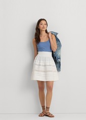 Lauren Ralph Lauren Women's Lace-Trim A-Line Miniskirt - White