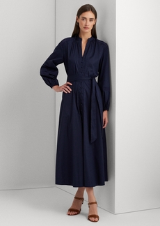 Lauren Ralph Lauren Women's Lace-Trim Belted Cotton Shirtdress - Refined Navy