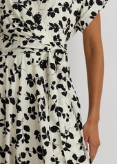 Lauren Ralph Lauren Women's Leaf-Print Belted Crepe Dress - Cream/black