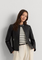 Lauren Ralph Lauren Women's Leather Moto Jacket - Black