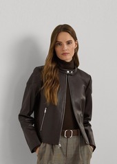 Lauren Ralph Lauren Women's Leather Moto Jacket - Black