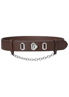 Lauren Ralph Lauren Women's Logo Flip-Lock Chain-Embellished Wide Leather Belt - Dark Mahogany