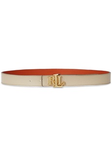 Lauren Ralph Lauren Women's Logo Reversible Pebbled Leather Belt - Explorer Sand/rust Orange