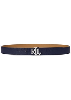 Lauren Ralph Lauren Women's Logo Reversible Pebbled Leather Belt - Refined Navy/camel