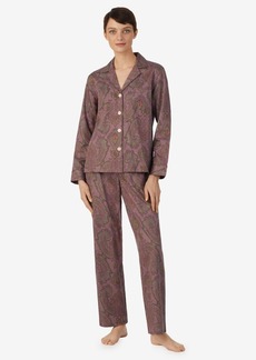 Lauren Ralph Lauren Women's Notch Collar Woven Pajama Set