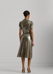 Lauren Ralph Lauren Women's Metallic Chiffon Shirtdress - Pewter Silver