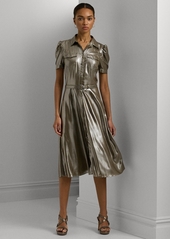 Lauren Ralph Lauren Women's Metallic Chiffon Shirtdress - Pewter Silver