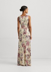 Lauren Ralph Lauren Women's Metallic Floral Chiffon Gown - Cream Multi