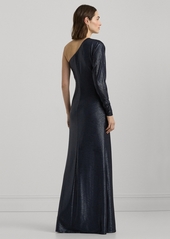 Lauren Ralph Lauren Women's Metallic Knit One-Shoulder Gown - Navy