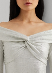 Lauren Ralph Lauren Women's Metallic Off-The-Shoulder Sheath Dress - Winter Cream