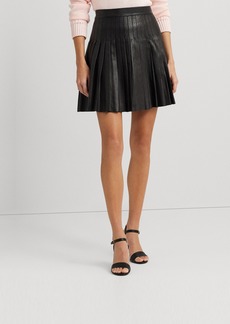 Lauren Ralph Lauren Women's Mini Leather A-Line Skirt - Black